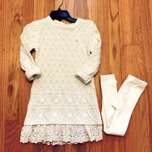 🎉NWOT🎉 Girls sweater dress with tights size 5-6